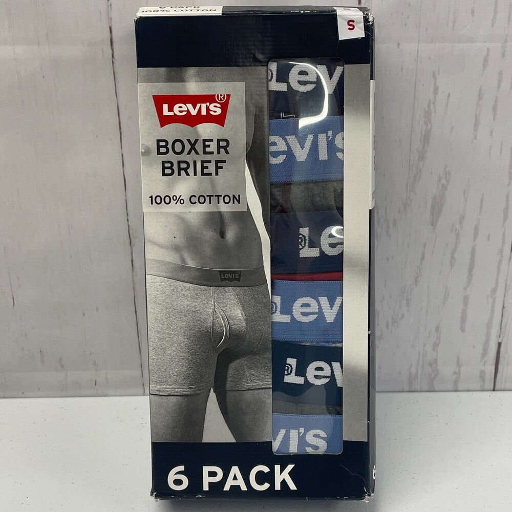 Levis Boxer Brief Small Underwear Premium Cotton 6 Pack 6" Inseam Contour Pouch